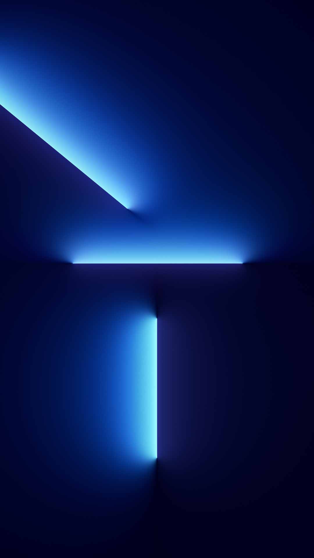 深色模式蓝色光束 iPhone 13 Pro 壁纸