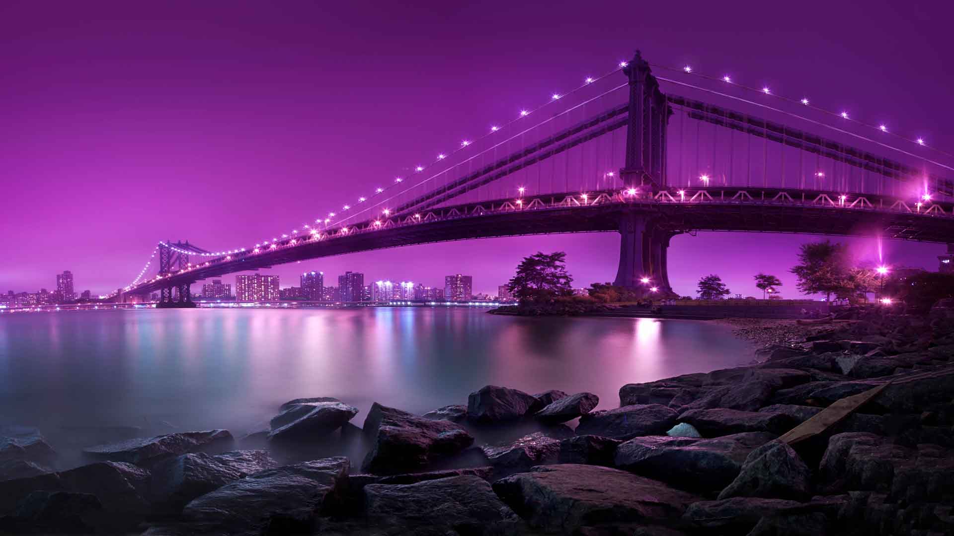 夜晚的曼哈顿大桥
