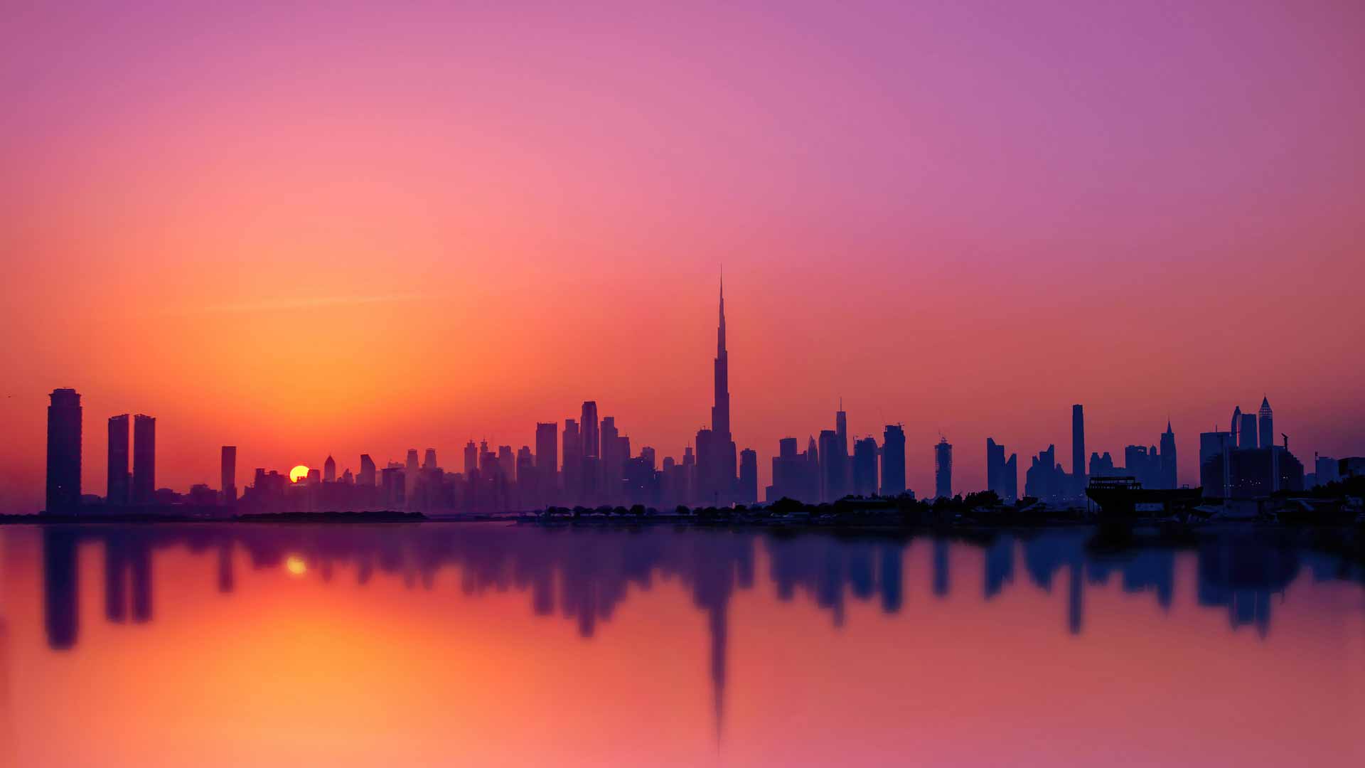 迪拜城市剪影风景4K壁纸