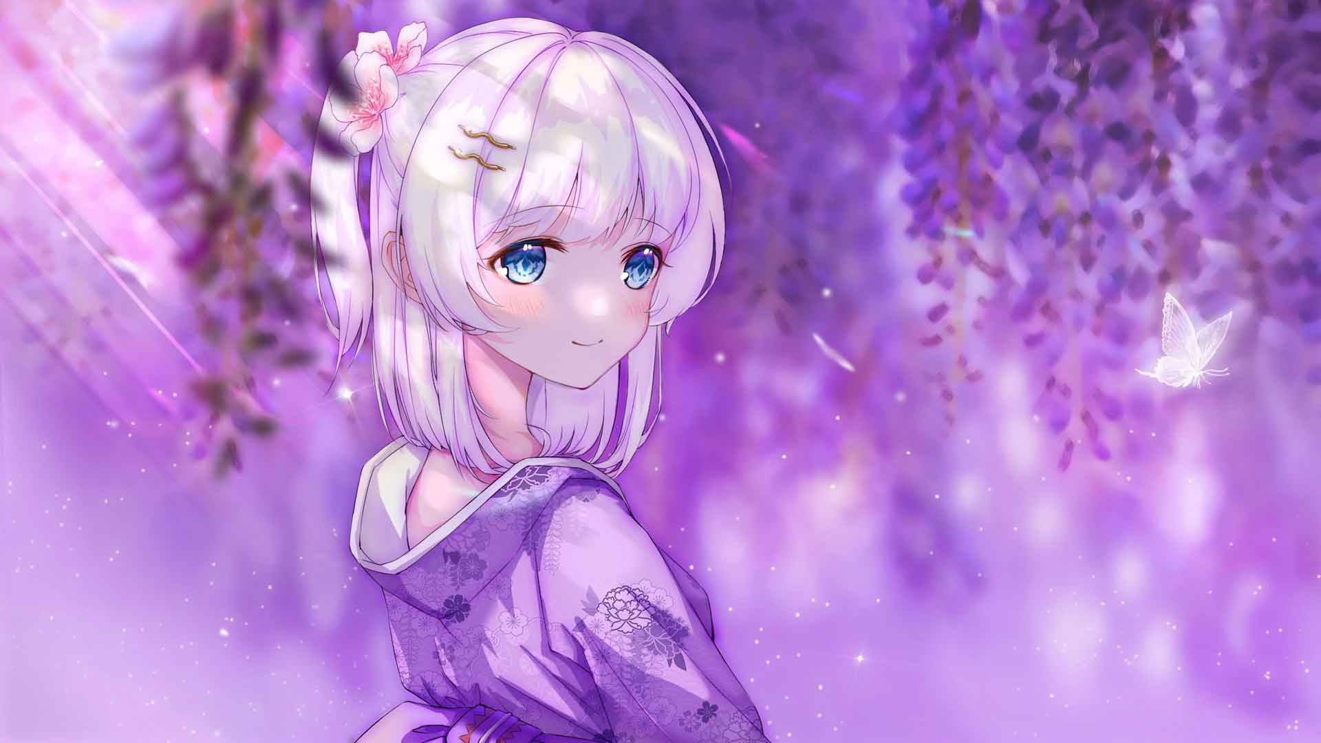 紫藤之间的卡哇伊动漫女孩