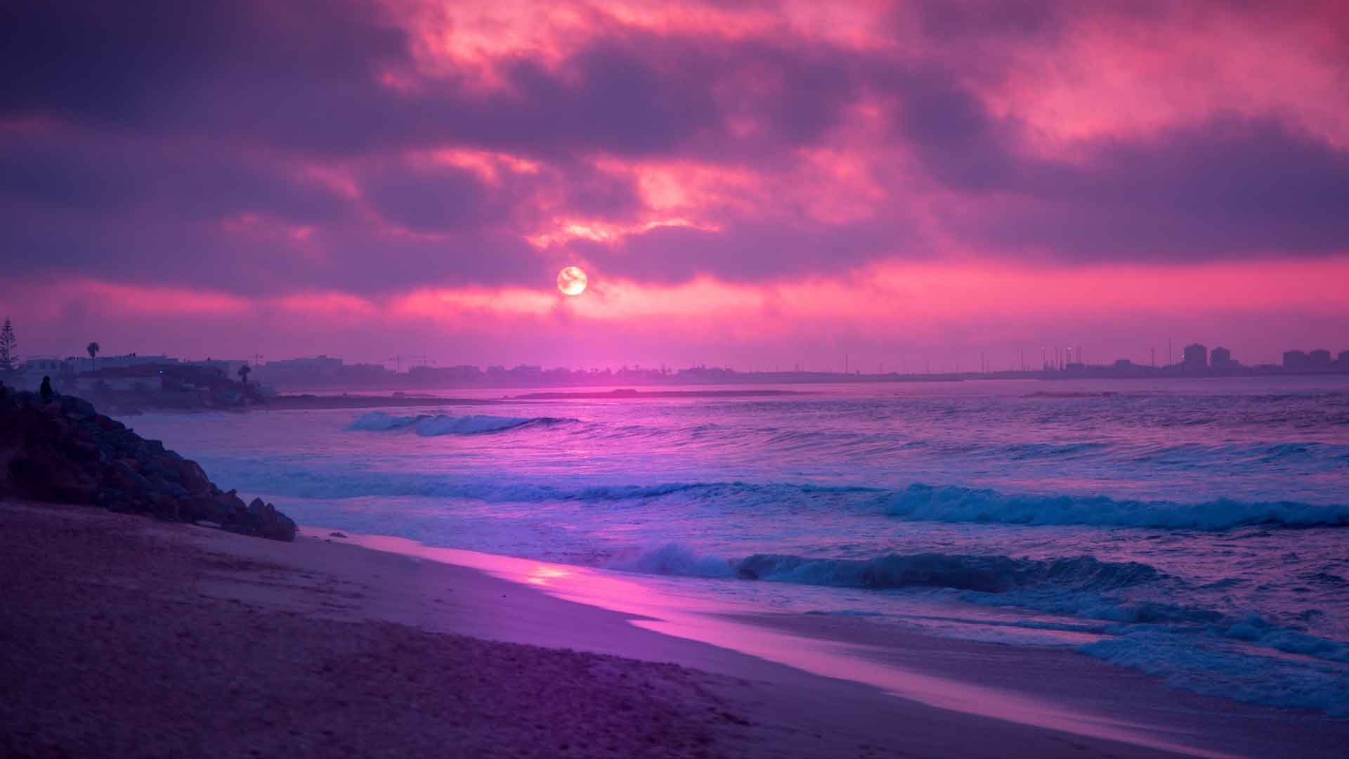 紫色夕阳