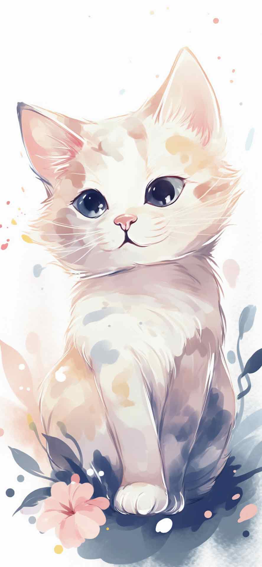 可爱的猫白色艺术壁纸