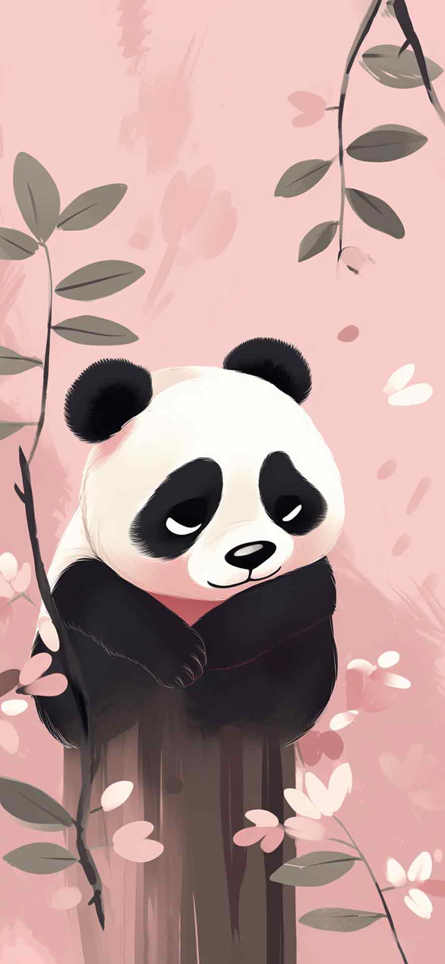 可爱的熊猫粉红色壁纸