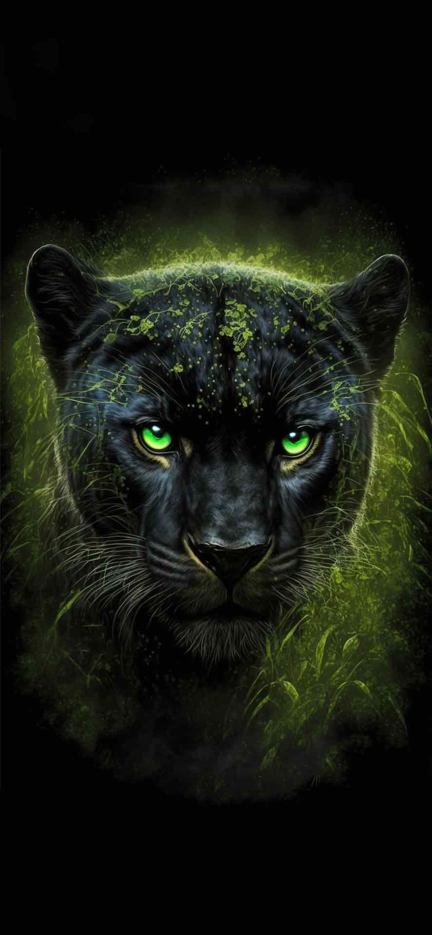 黑豹黑色和绿色艺术壁纸