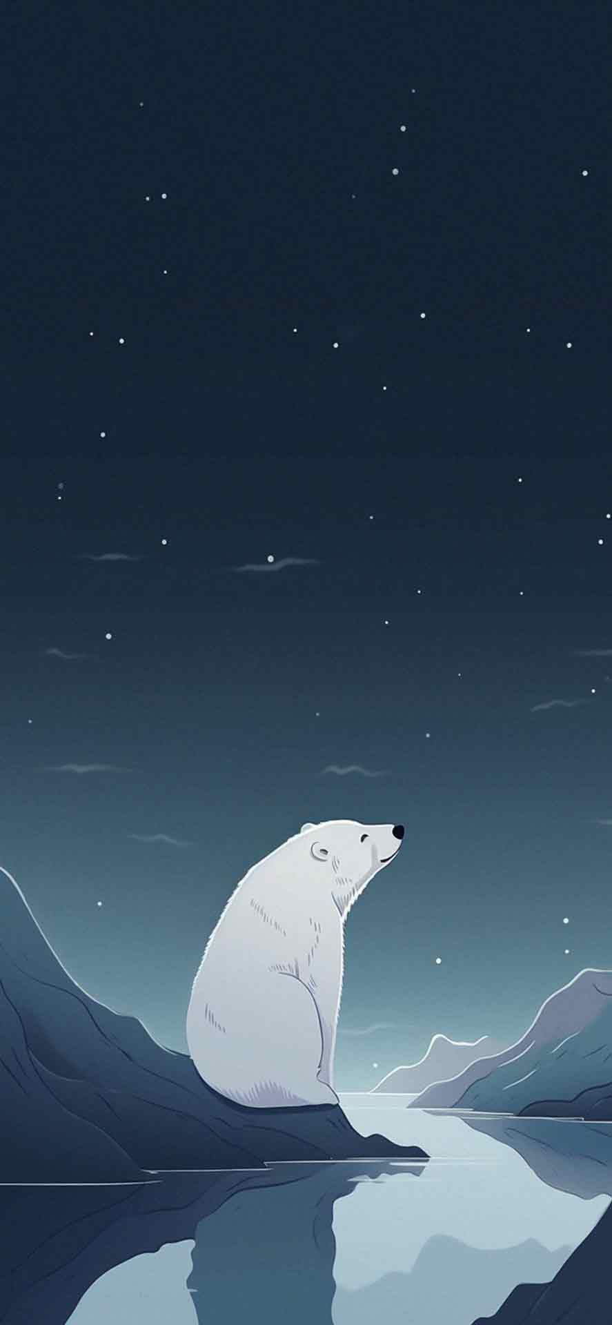 北极熊和夜间艺术壁纸