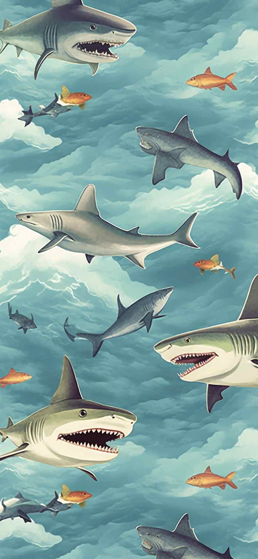 天空壁纸中的鲨鱼图案