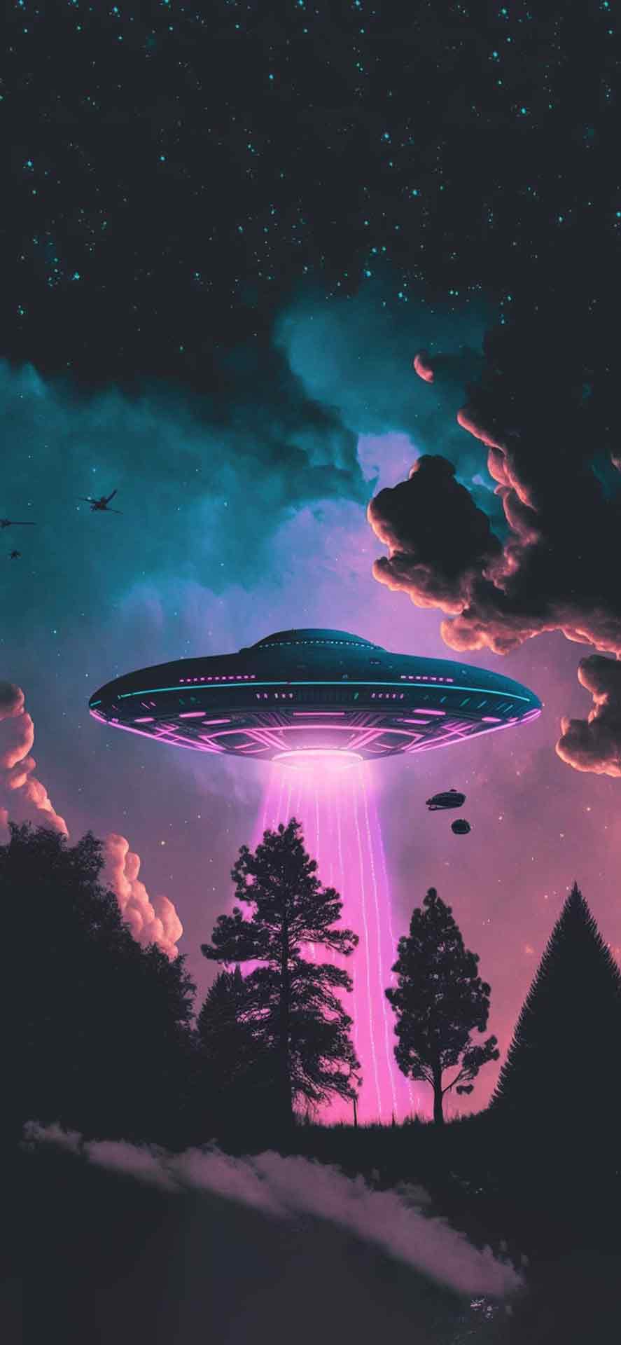 UFO绑架光束美学壁纸