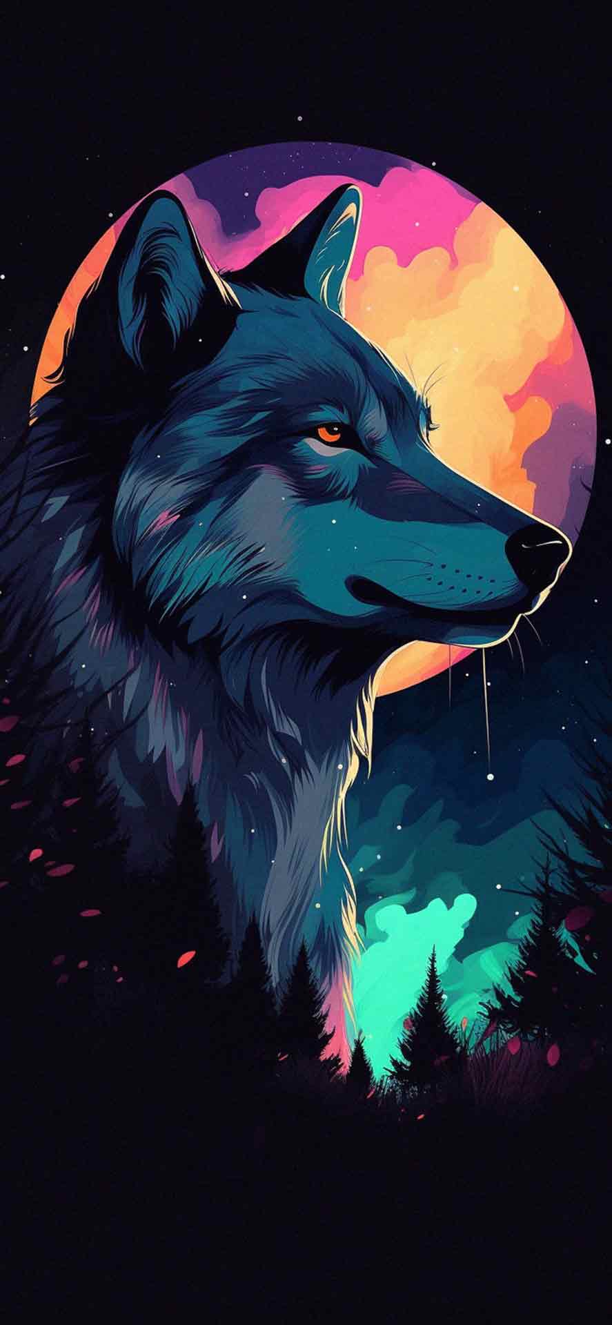 狼与月亮艺术壁纸