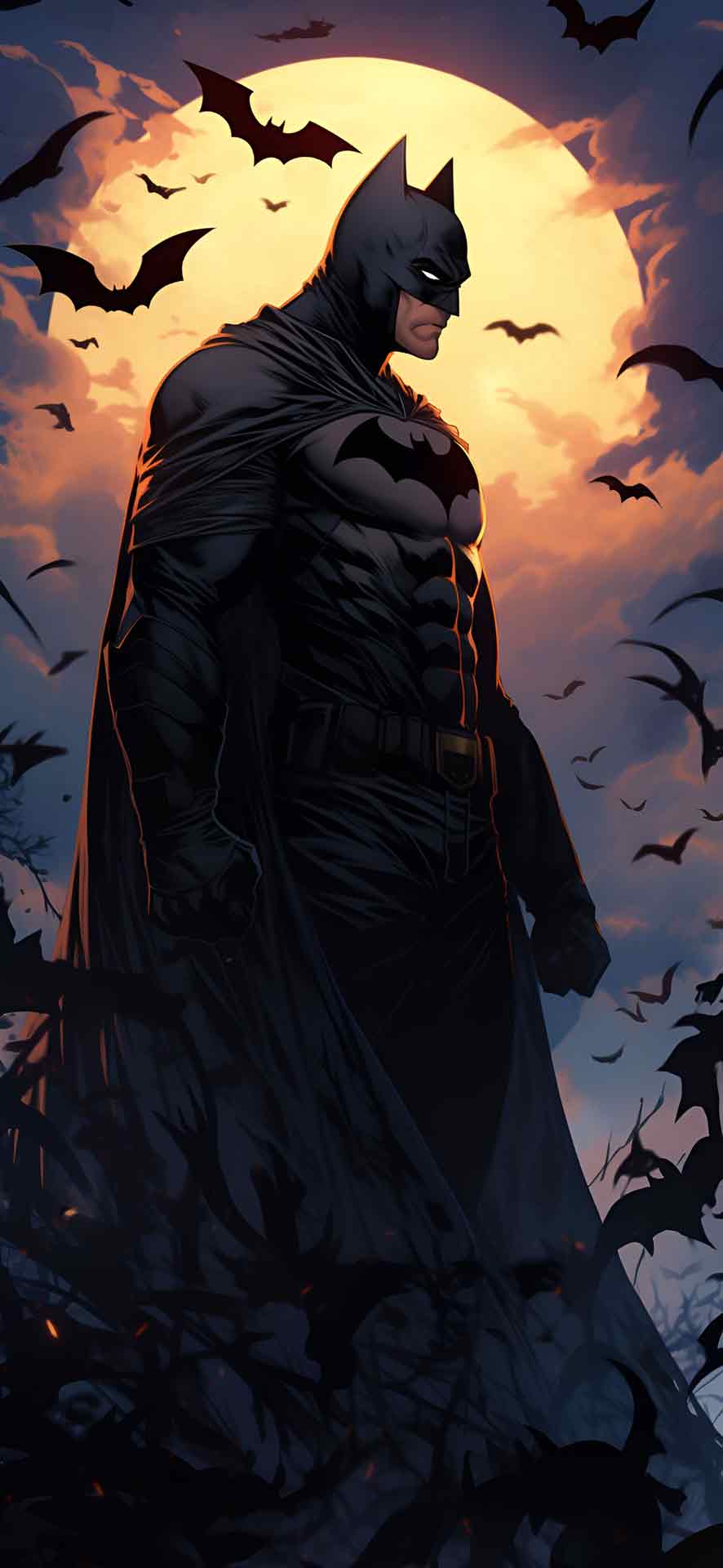 蝙蝠侠与蝙蝠和月亮漫画壁纸