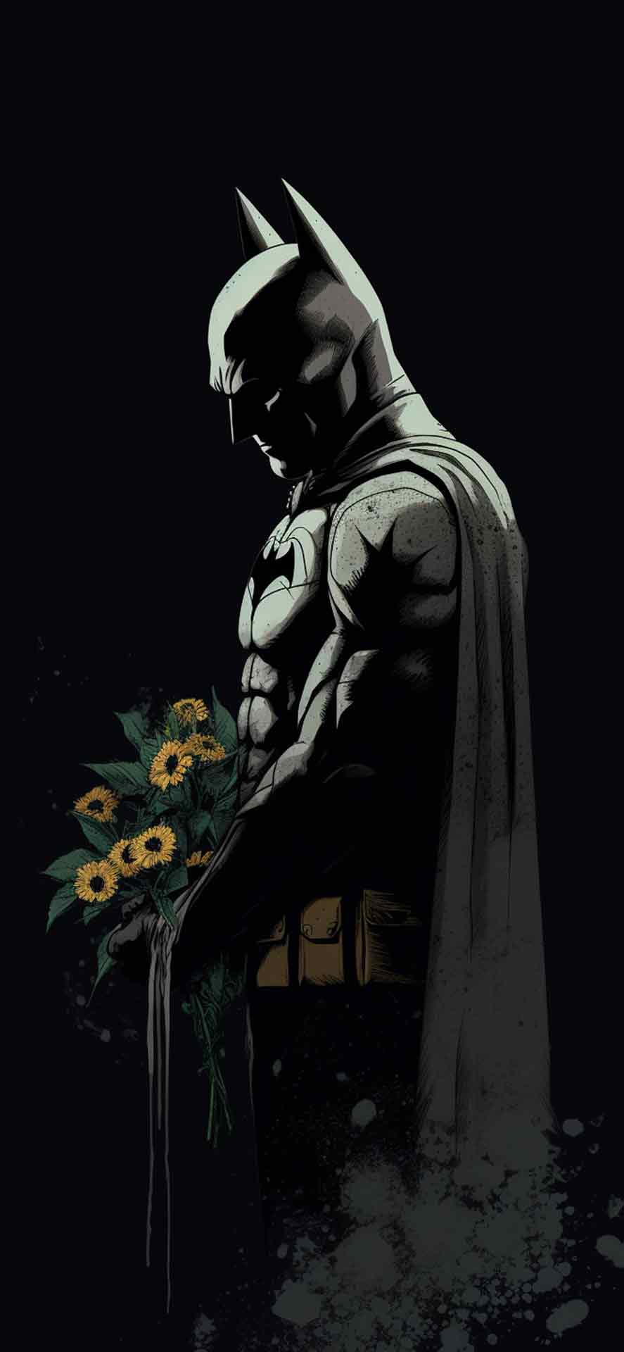 DC蝙蝠侠与花朵黑暗壁纸