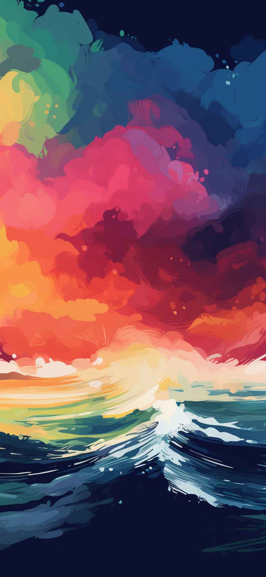 彩虹云和海洋壁纸
