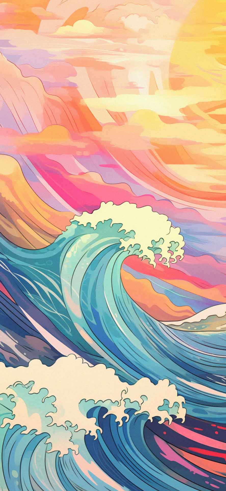 波浪和彩虹云壁纸