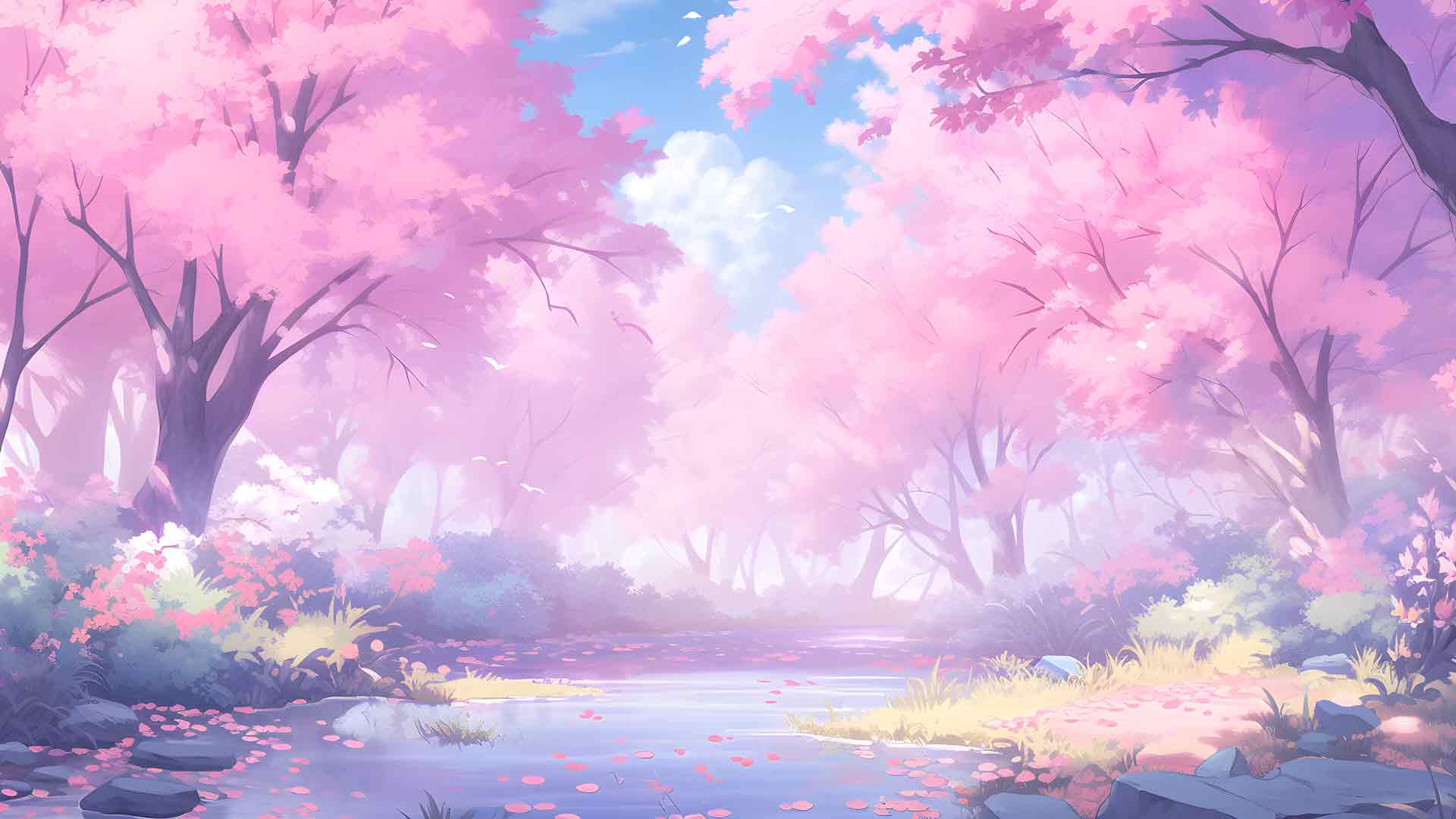 美丽的粉红色森林桌面壁纸