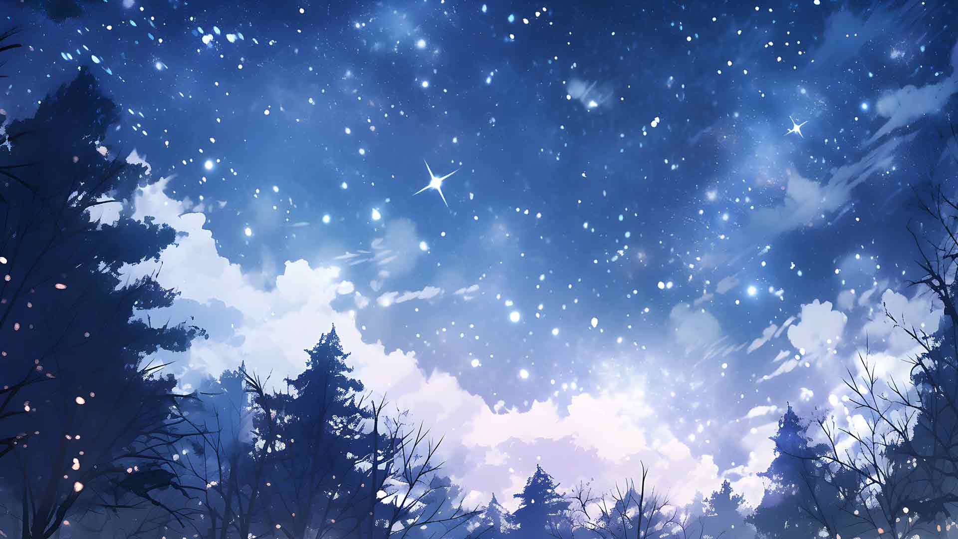 美丽的冬天天空布满星星桌面壁纸