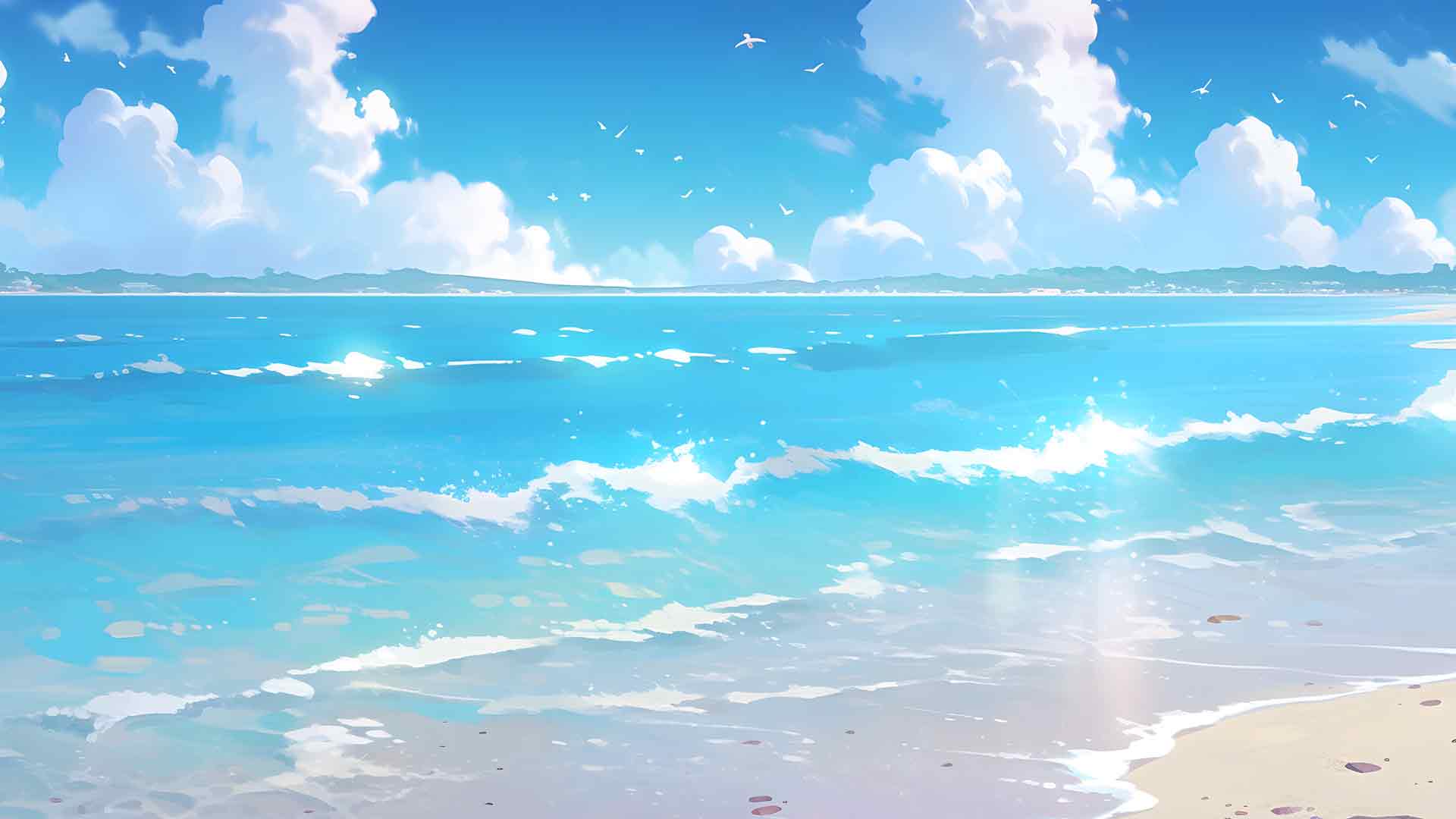 蓝色大海沙滩夏季桌面壁纸