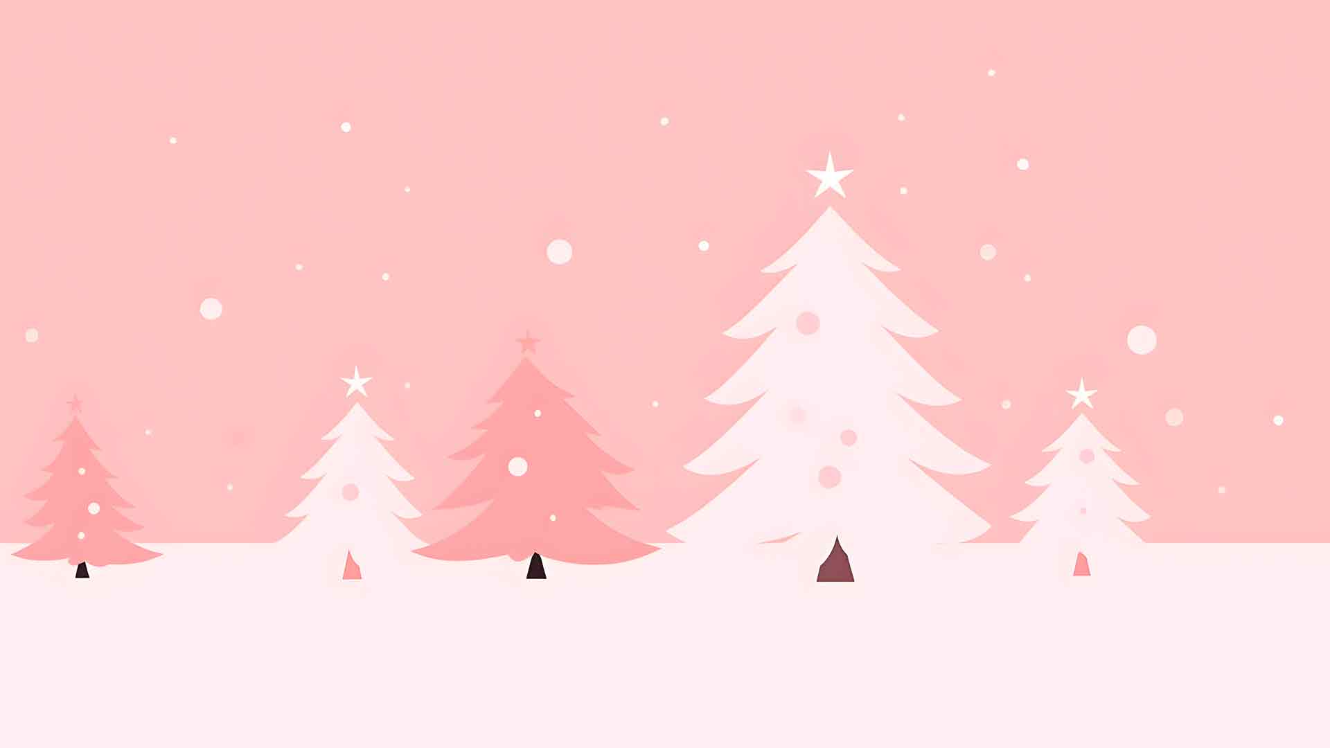 圣诞树白色粉红色简约桌面壁纸