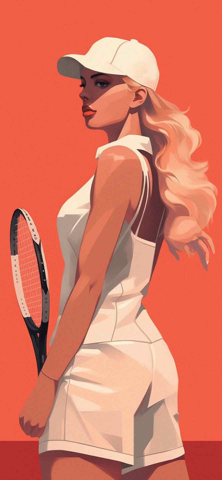 女孩网球运动员红色艺术壁纸