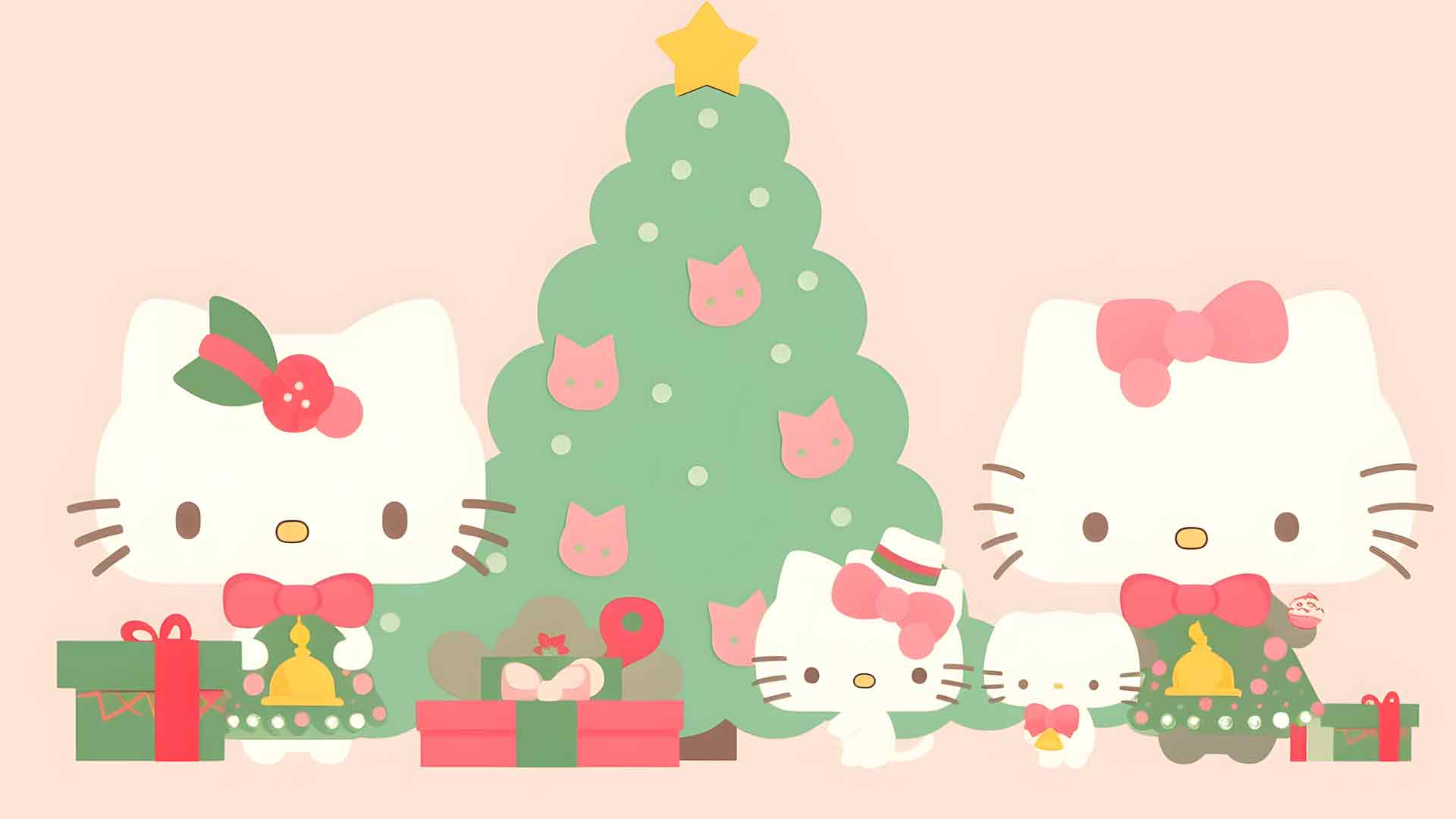 HELLO KITTY 圣诞礼物和树木桌面壁纸