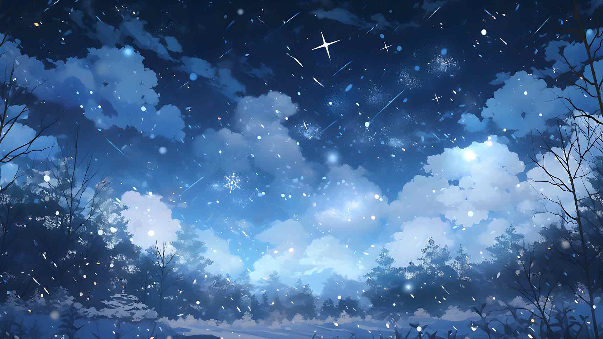 夜空与雪花桌面壁纸