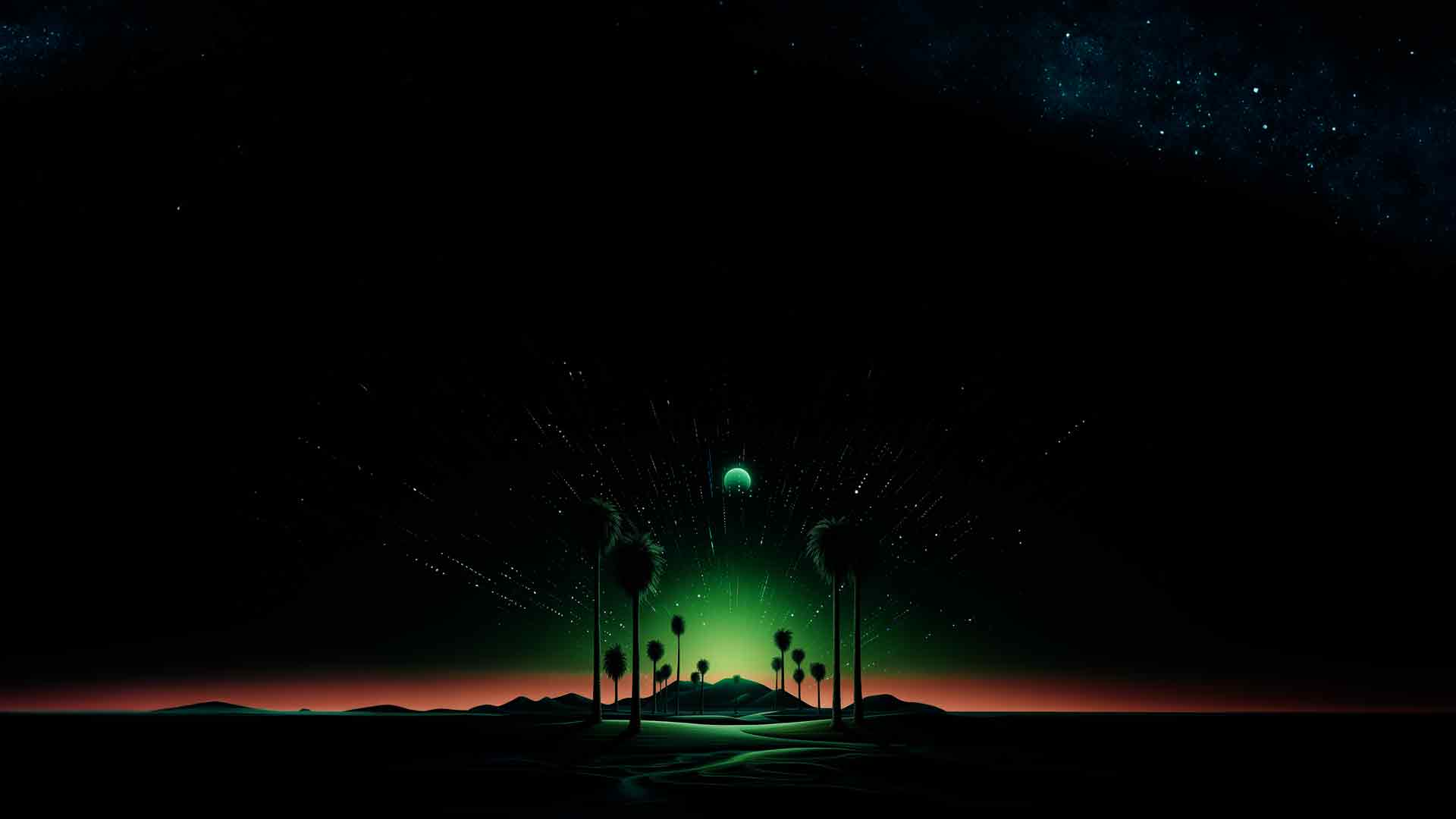 沙漠之梦：AI 生成的夜间绿洲壁纸
