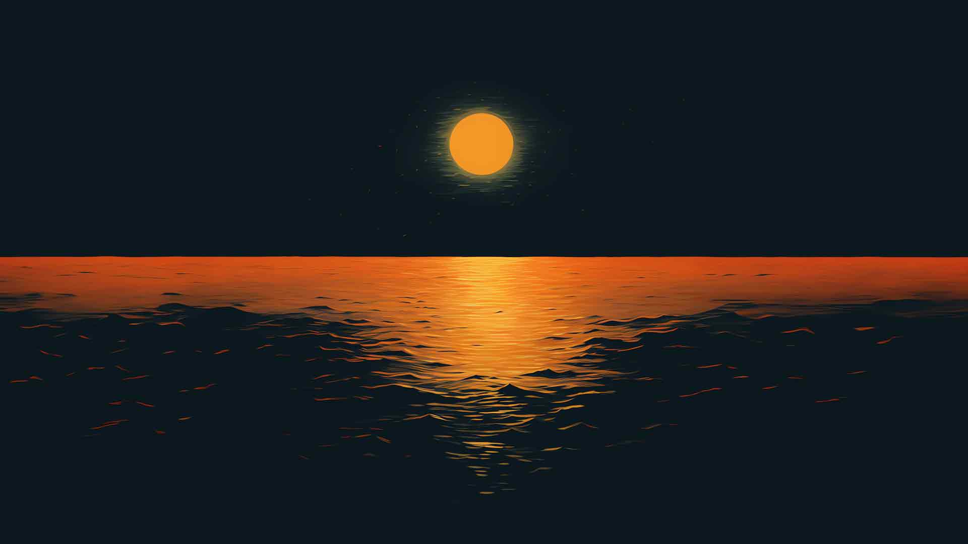 美丽的极简海洋日落 4K桌面壁纸