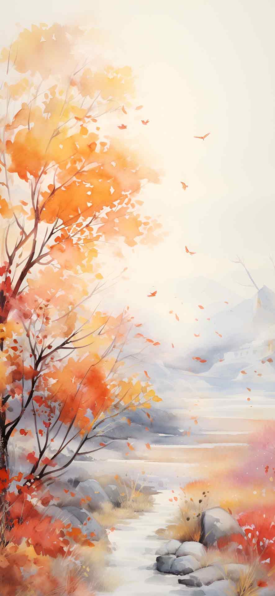 唯美风景秋季水彩壁纸