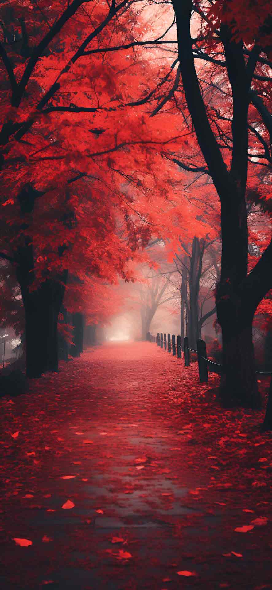秋天大道：红叶壁纸