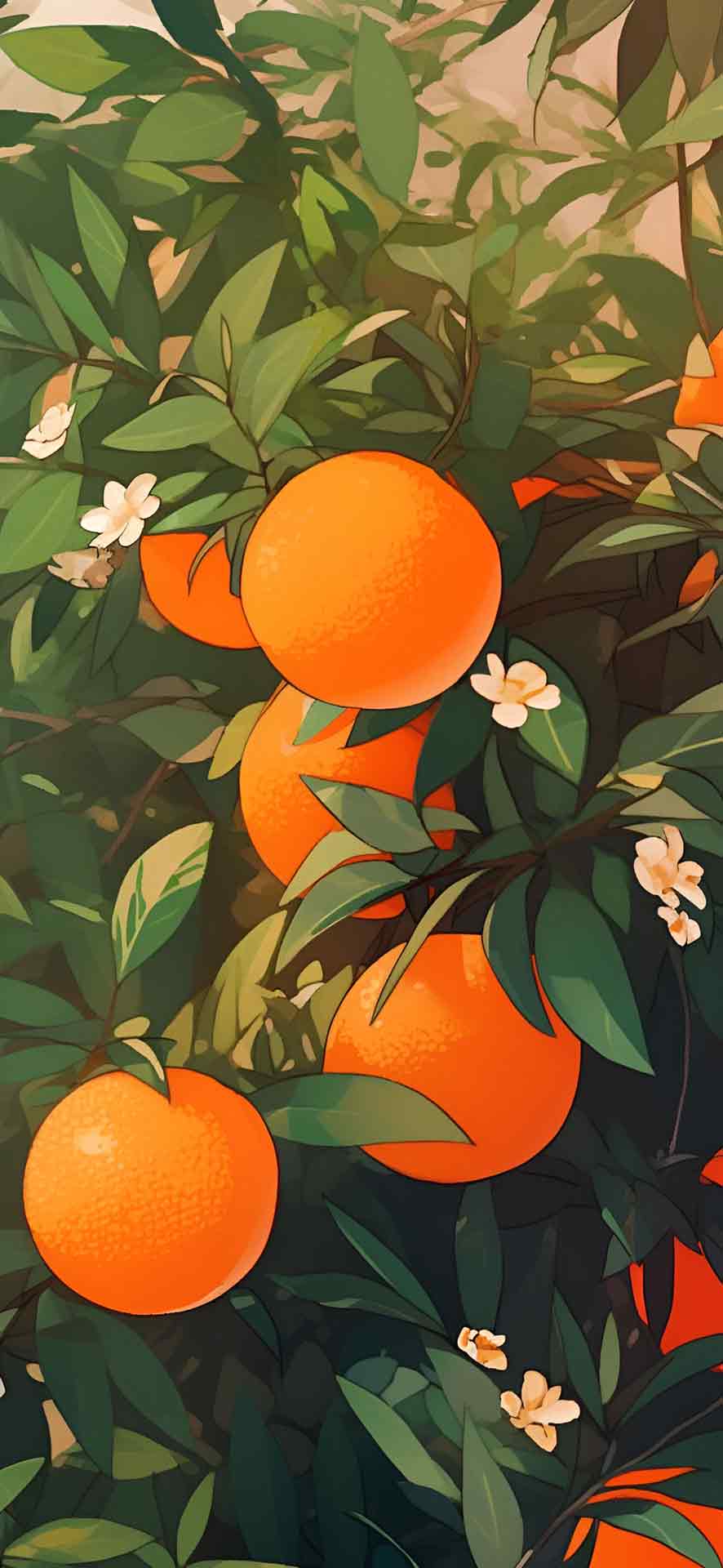 美丽的橙树艺术壁纸
