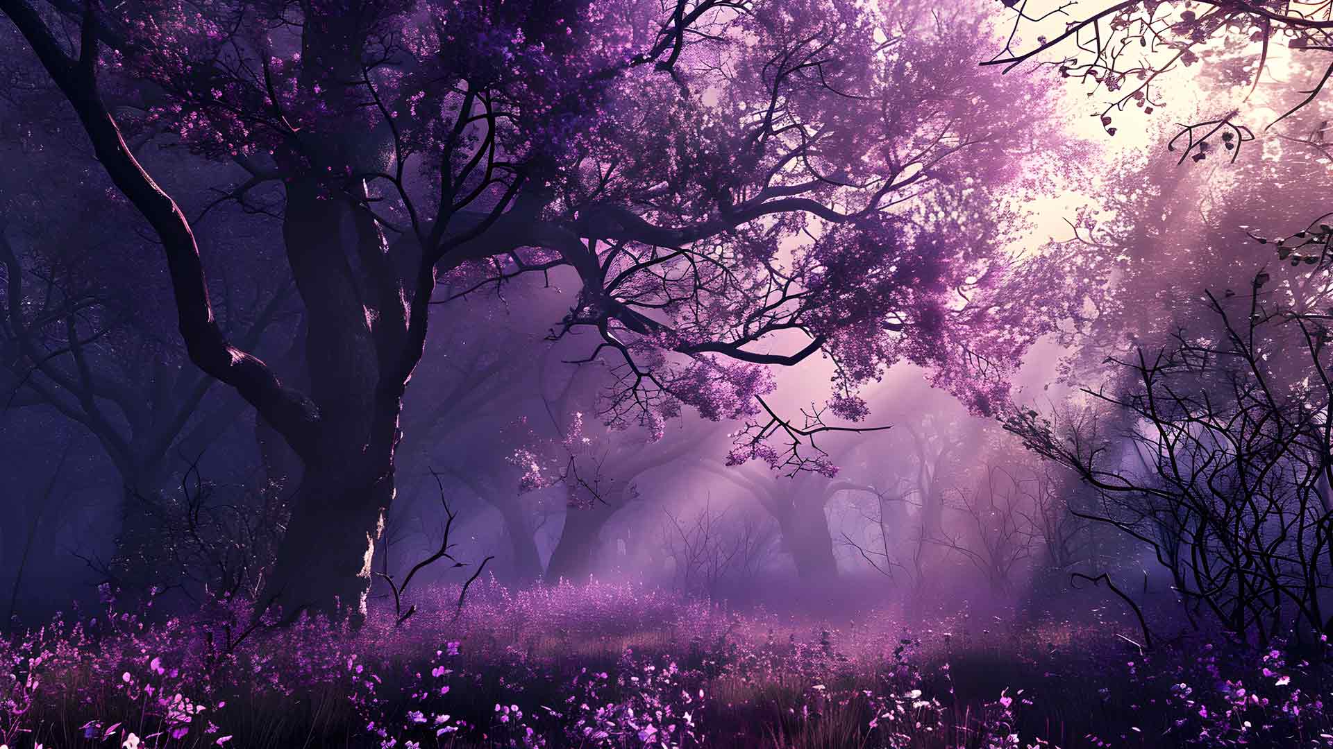 美丽的紫色森林美学桌面壁纸
