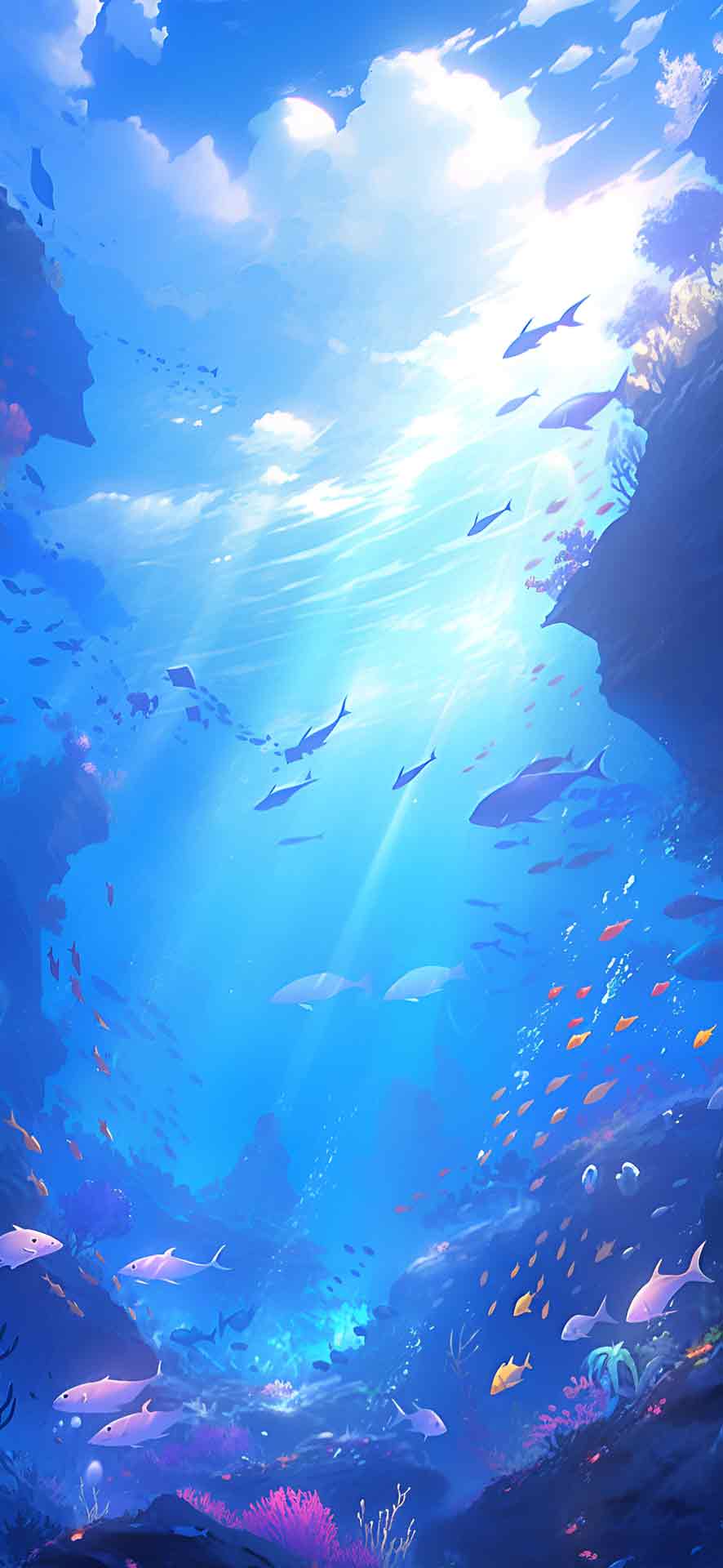 迷人的海底世界蓝色壁纸