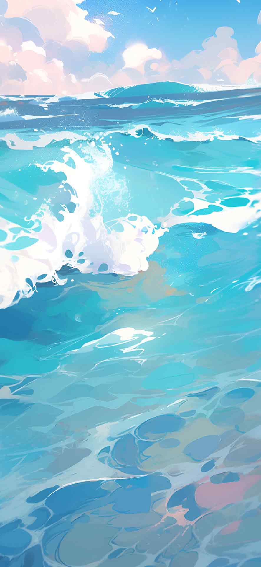 无尽的蓝色大海和蔚蓝的天空壁纸