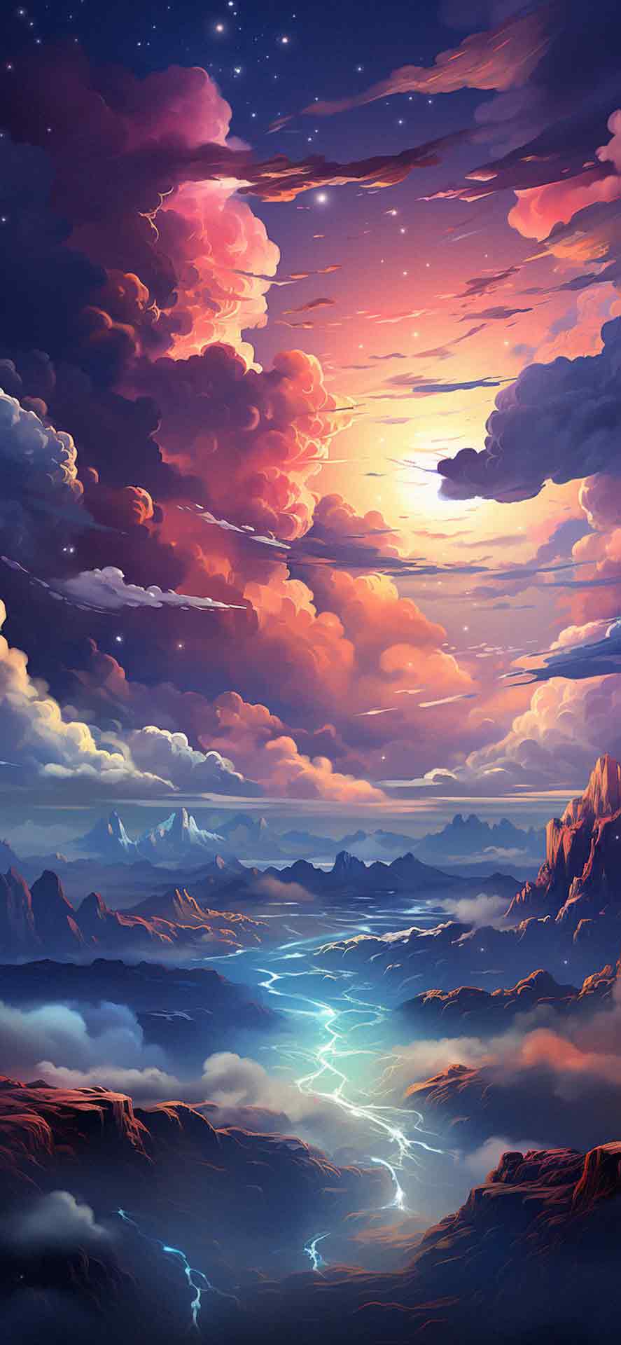 幻想山和云风景壁纸