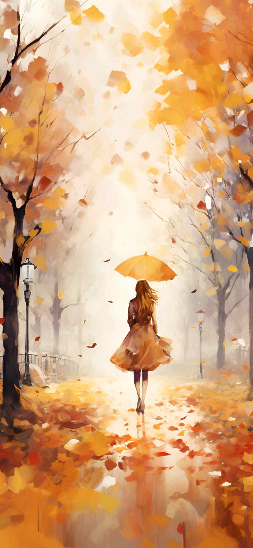雨下的女孩水彩壁纸
