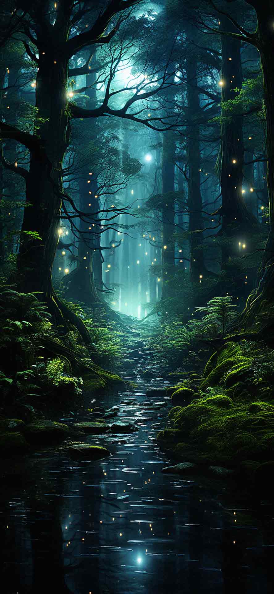 夜魔法森林艺术壁纸