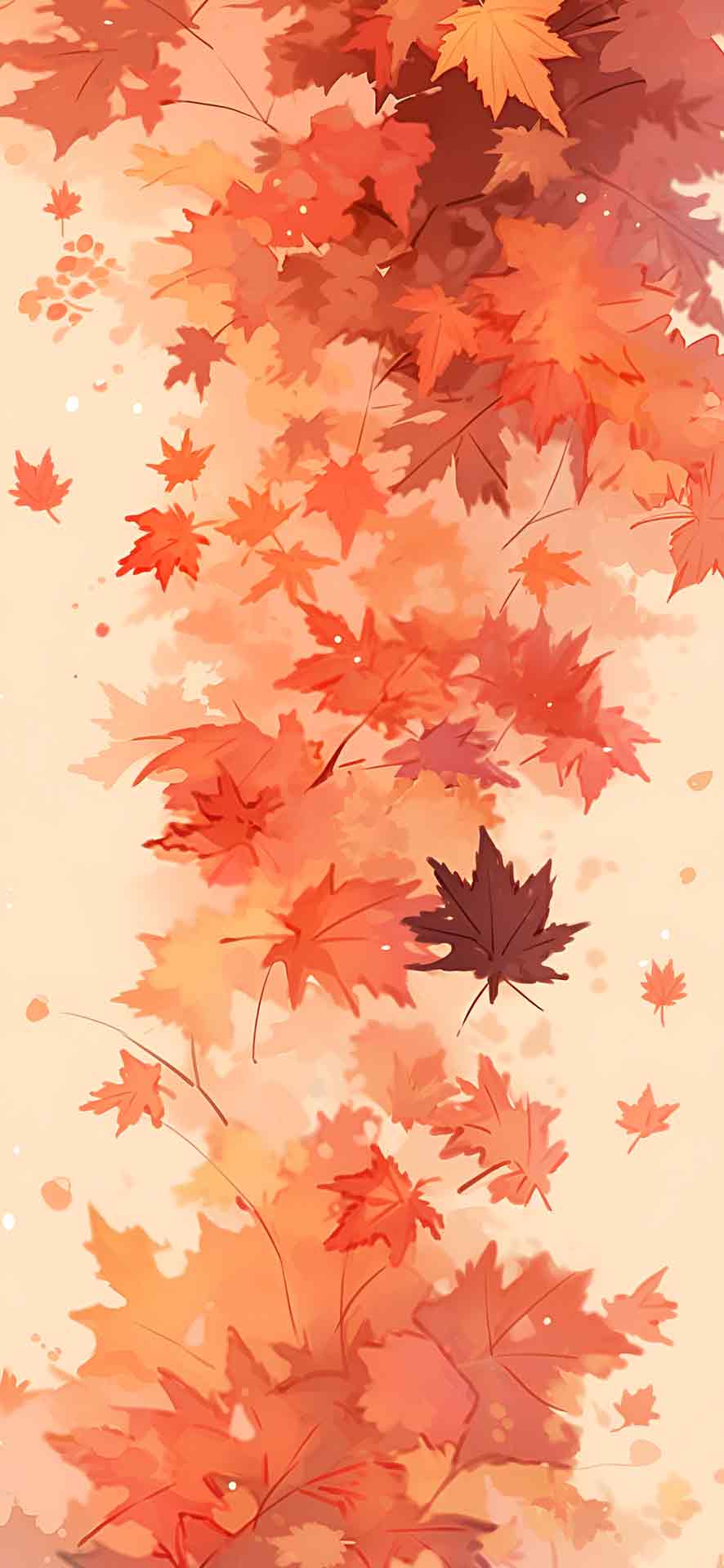 红色秋天的树叶图案壁纸
