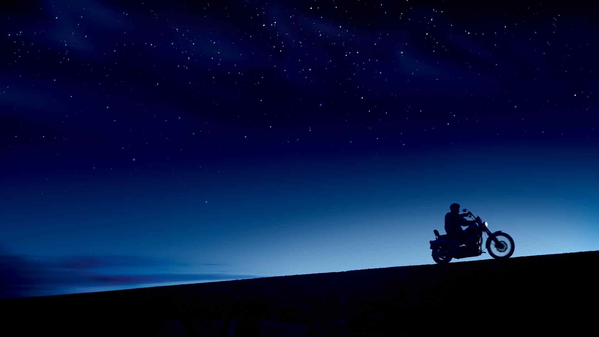 哈雷 戴维森哈雷 摩托车 摩托车 星夜 星夜 蓝暗 午夜星空