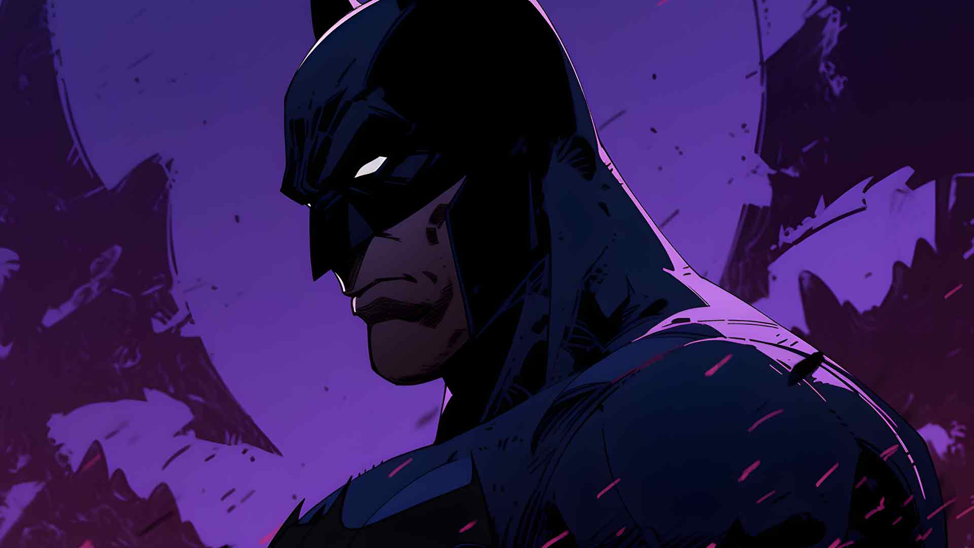 DC漫画严肃蝙蝠侠紫色桌面壁纸
