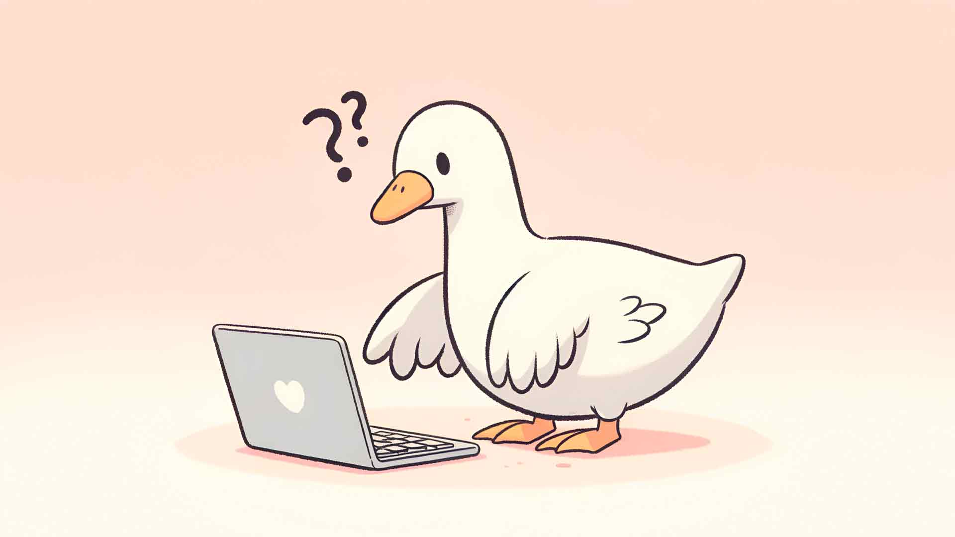 有趣的鹅看着笔记本电脑米色桌面壁纸