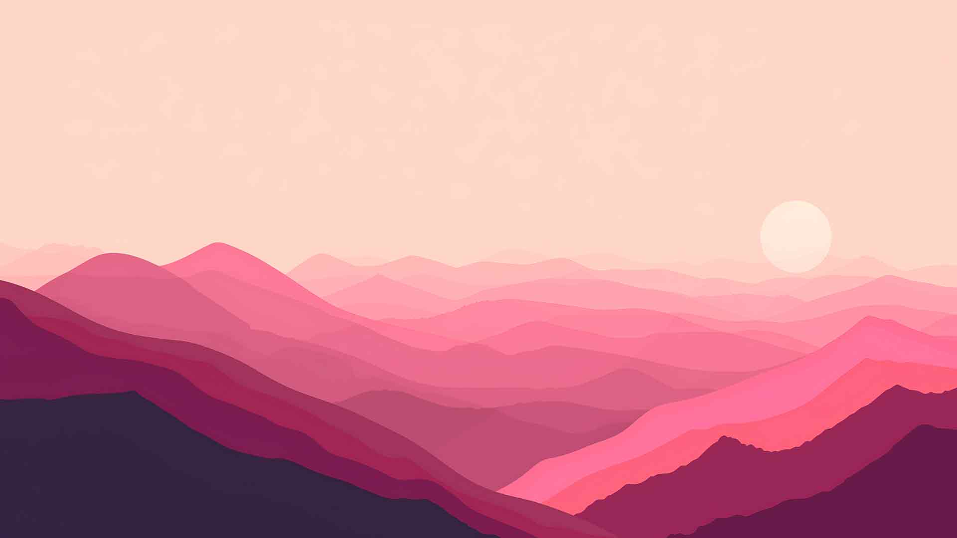粉红色的山脉和太阳简约桌面壁纸