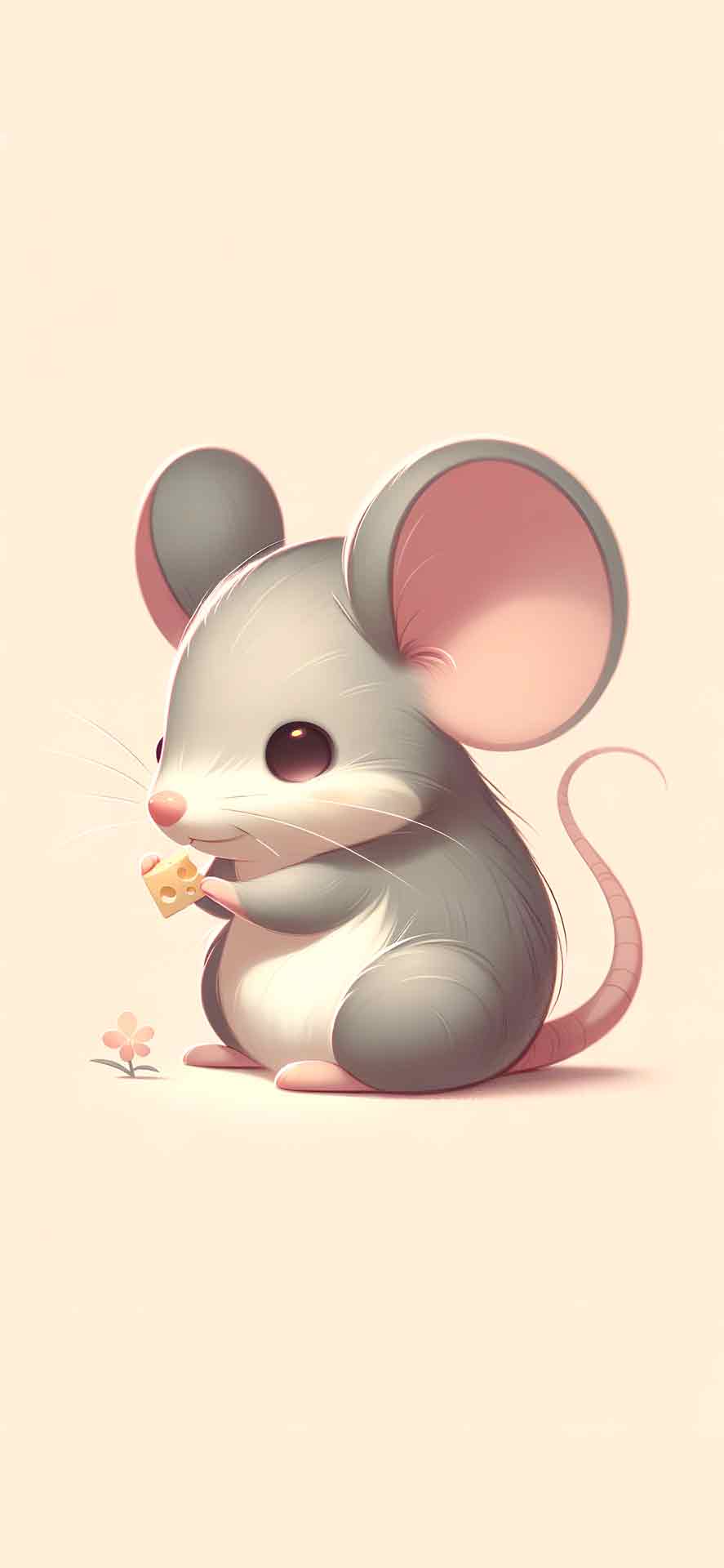 可爱的老鼠与奶酪米色壁纸