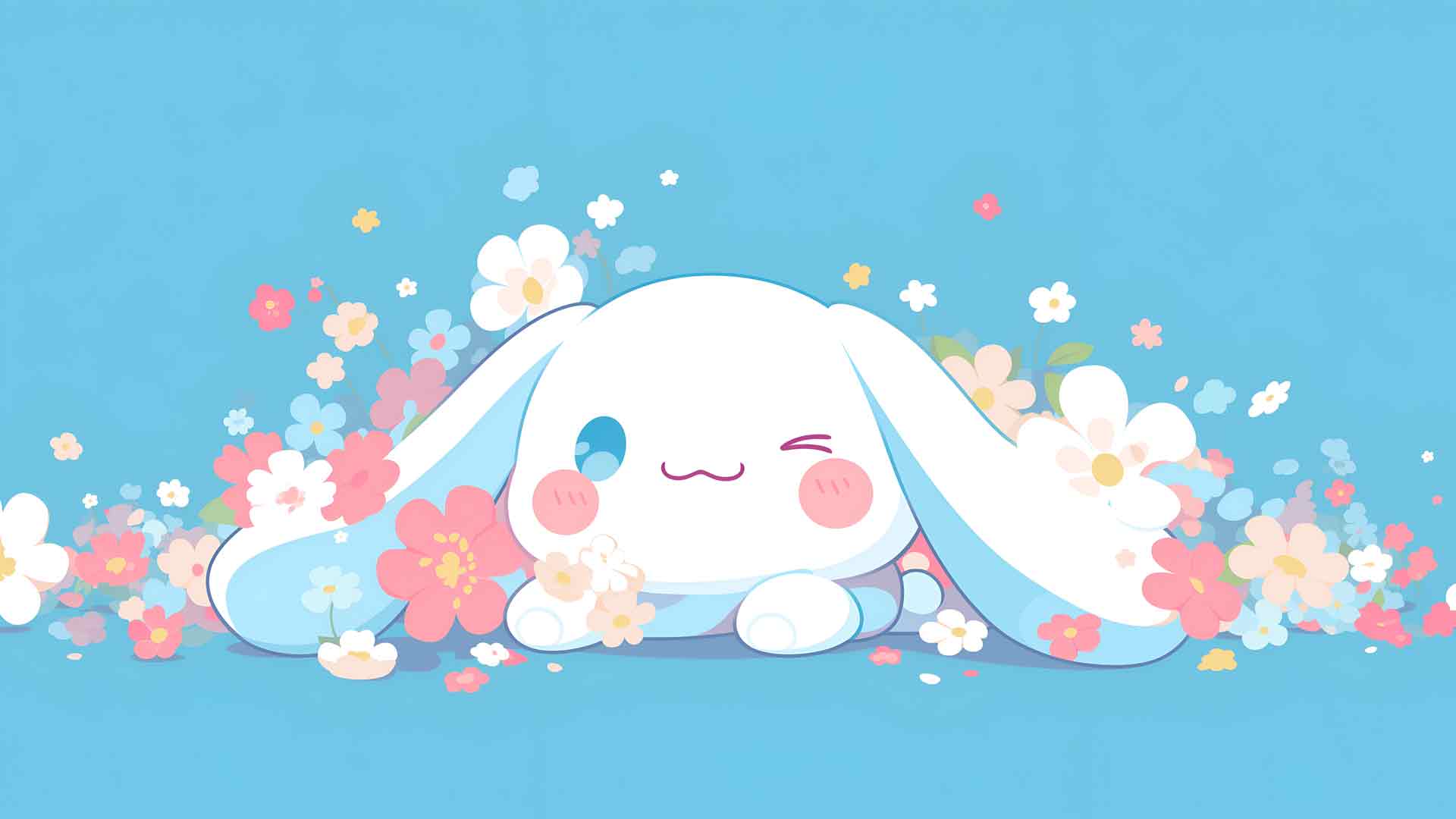 SANRIO CINNAMOROLL 鲜花蓝色桌面壁纸