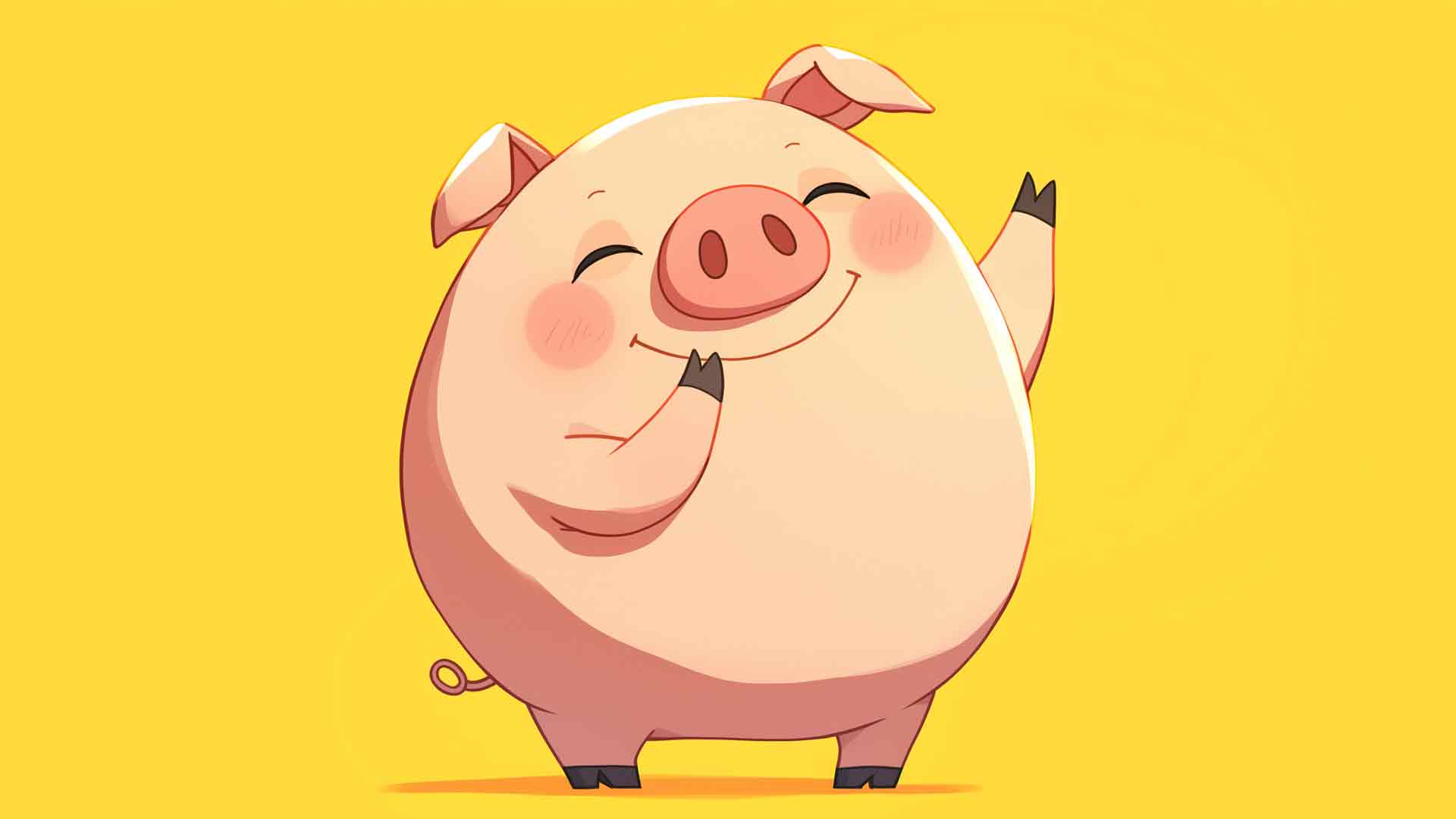 可爱的微笑猪黄色桌面壁纸