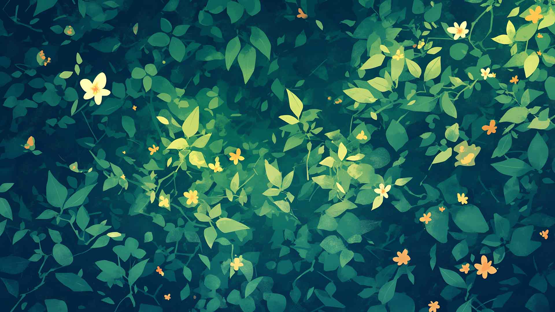 深绿色叶子图案桌面壁纸