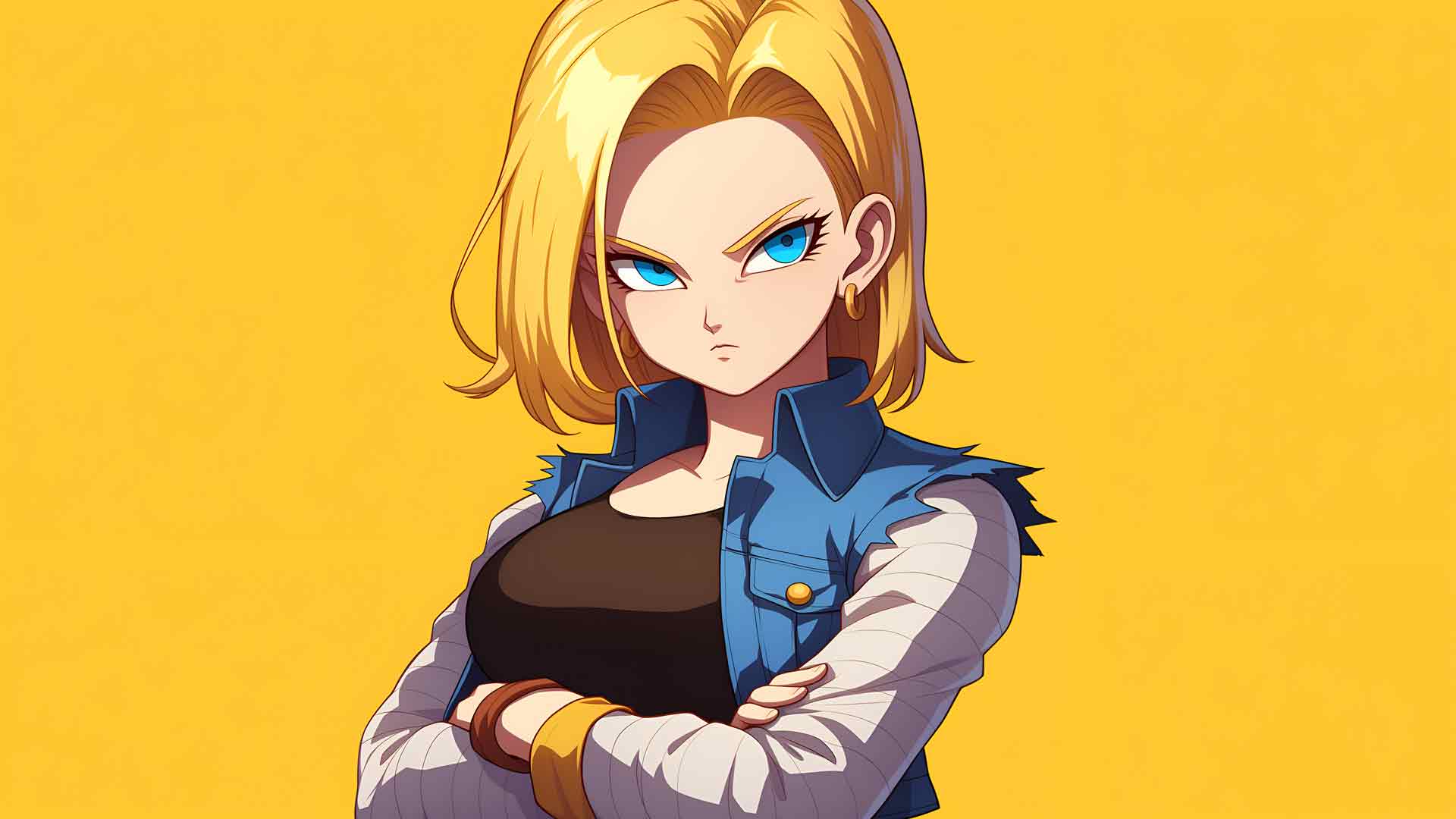 龙珠 ANDROID 18 黄色桌面壁纸