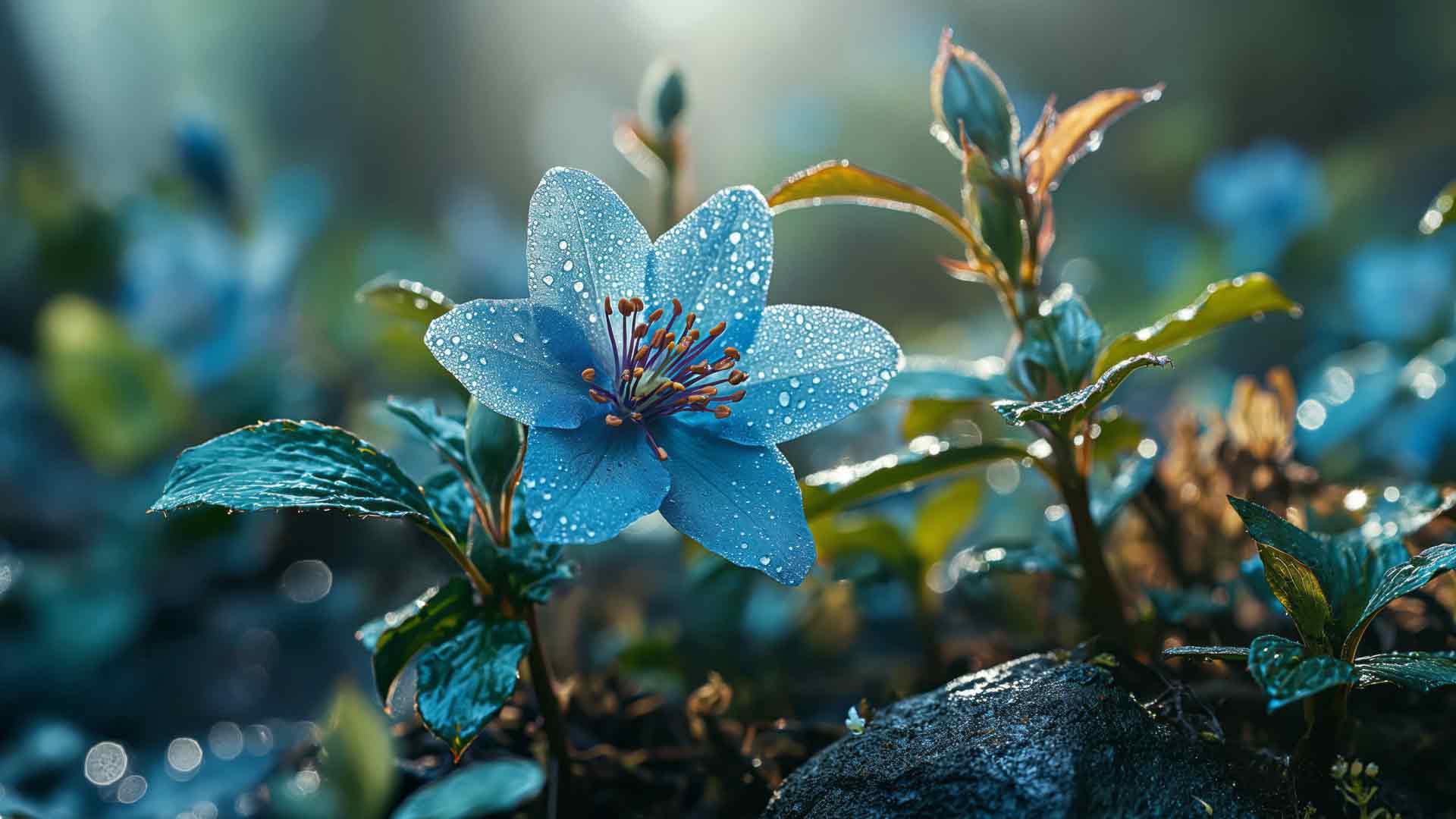 花朵 蓝色的 雨