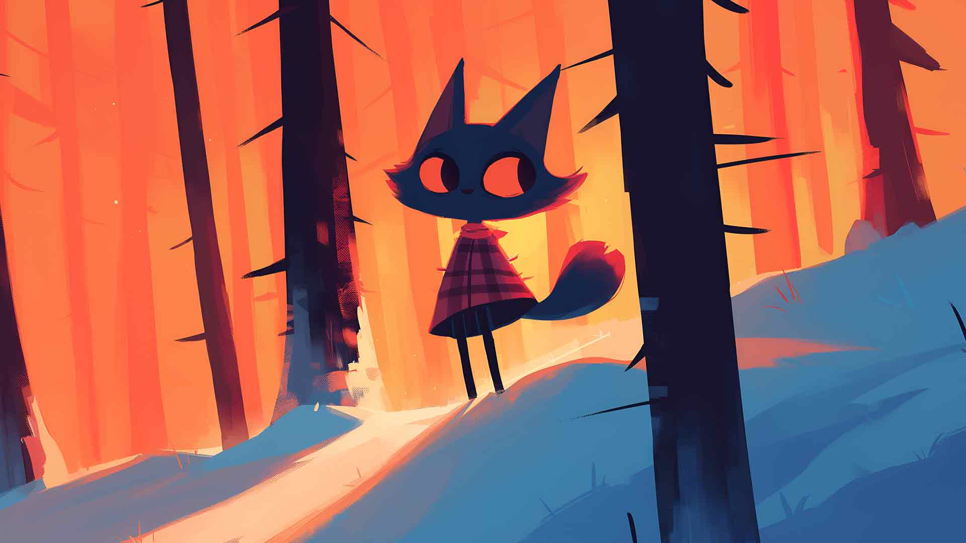 可爱的小猫冬季森林桌面壁纸