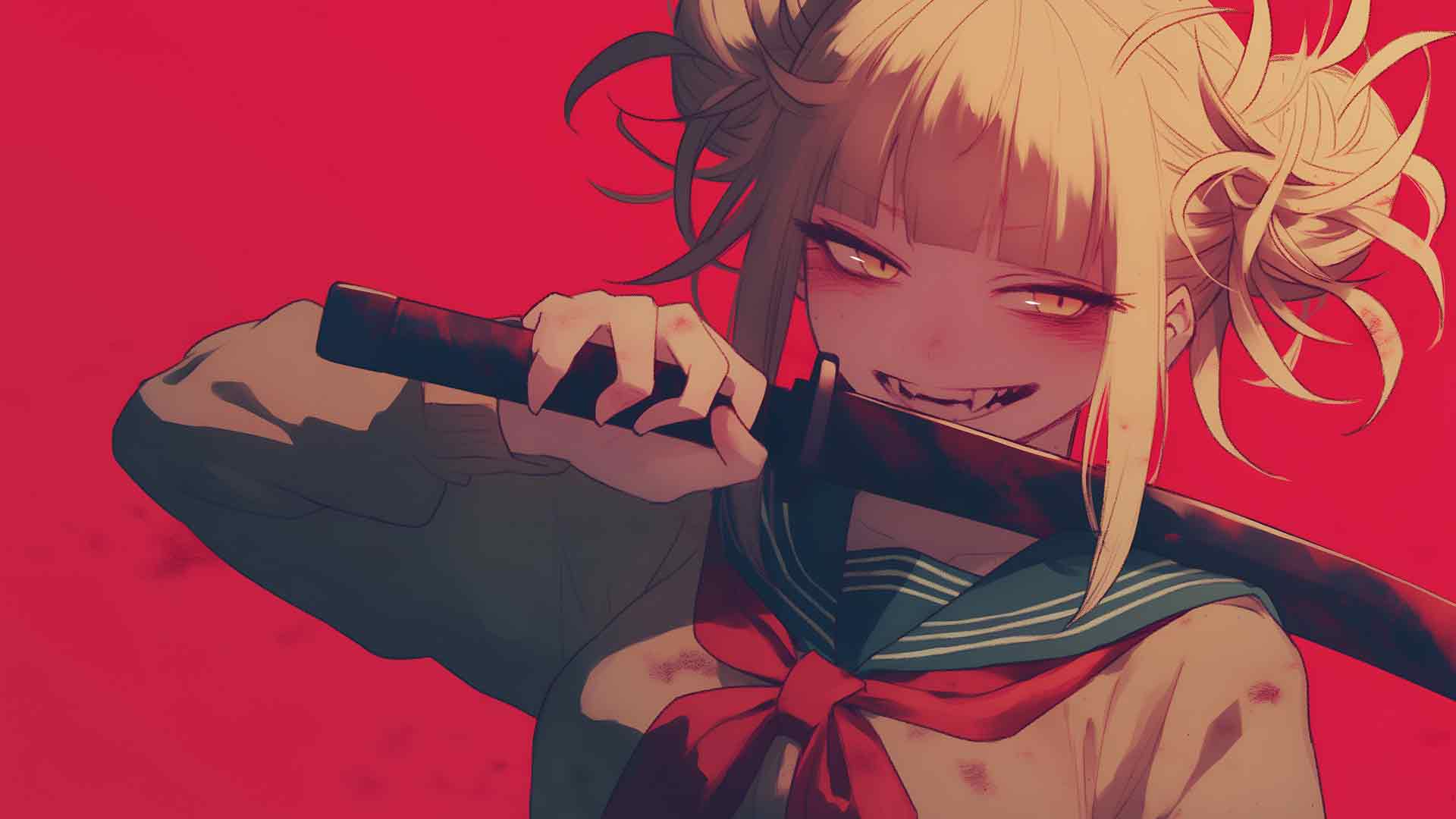 MHA TOGA HIMIKO 武士刀红色桌面壁纸