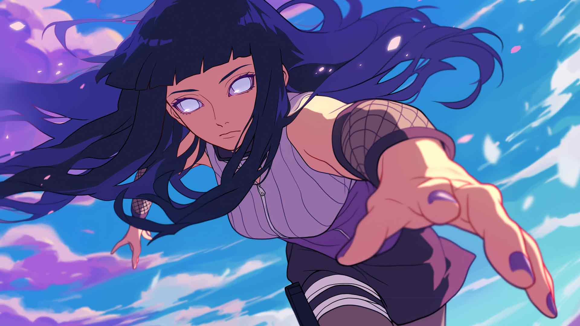 火影忍者 HINATA HYUGA 蓝色桌面壁纸