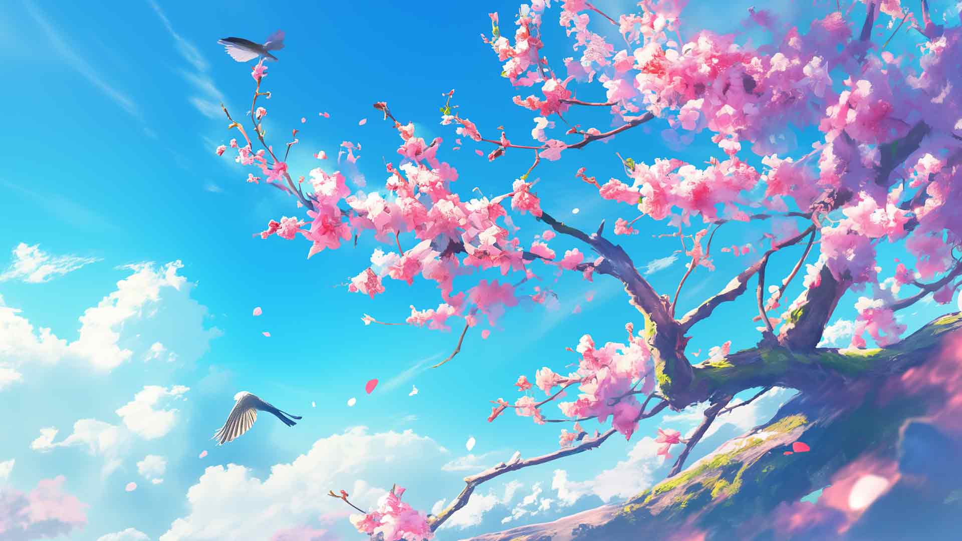 樱花树枝和蓝天桌面壁纸