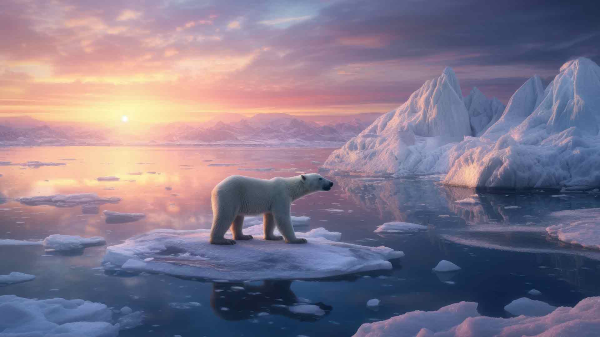 日出北极熊壁纸